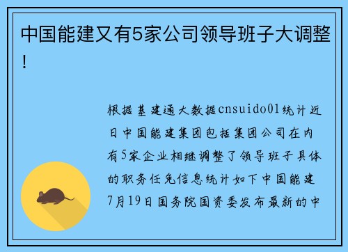 中国能建又有5家公司领导班子大调整！