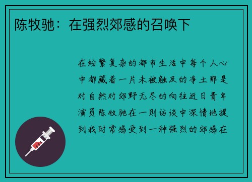 陈牧驰：在强烈郊感的召唤下